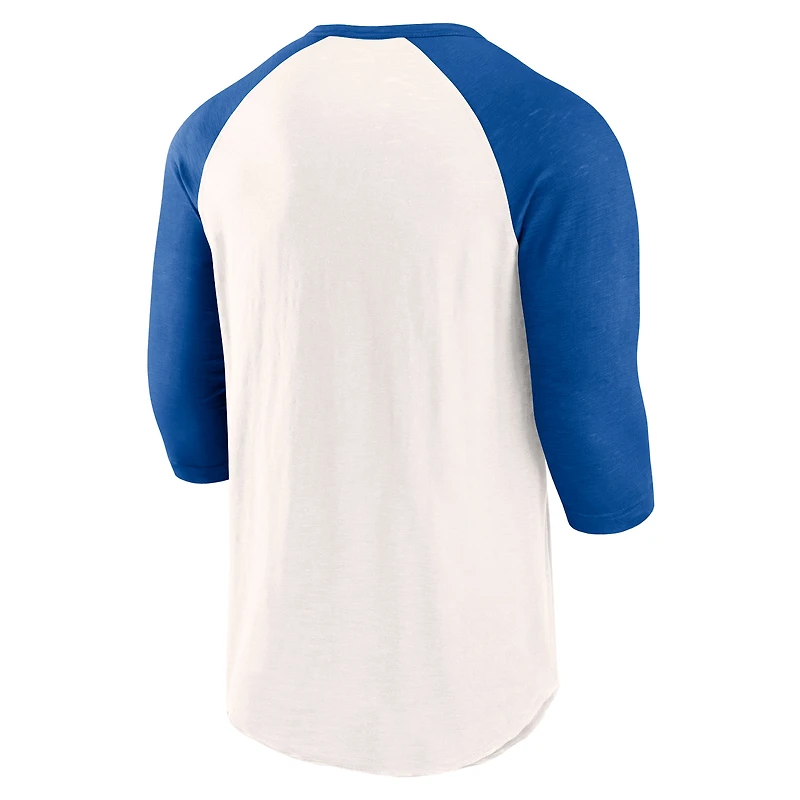 Men's Fanatics White/Royal Chicago Cubs Backdoor Slider Raglan 3/4-Sleeve T-Shirt