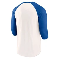 Men's Fanatics White/Royal Chicago Cubs Backdoor Slider Raglan 3/4-Sleeve T-Shirt