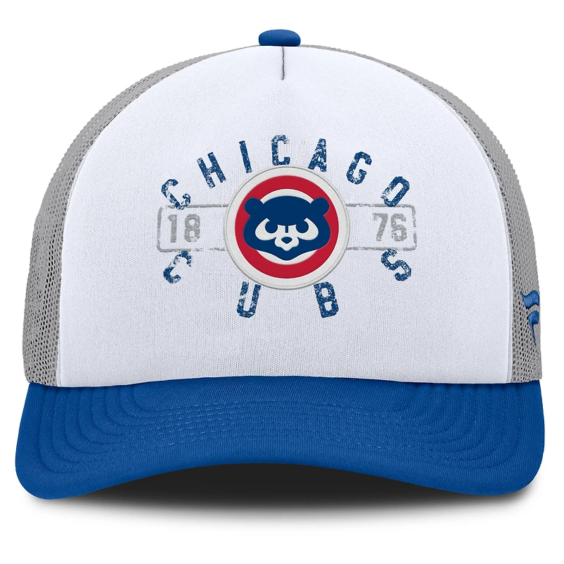 Men's Fanatics White/Royal Chicago Cubs Designated A-Frame Foam Front Trucker Adjustable Hat
