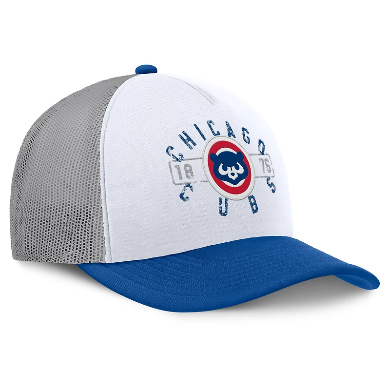 Men's Fanatics White/Royal Chicago Cubs Designated A-Frame Foam Front Trucker Adjustable Hat