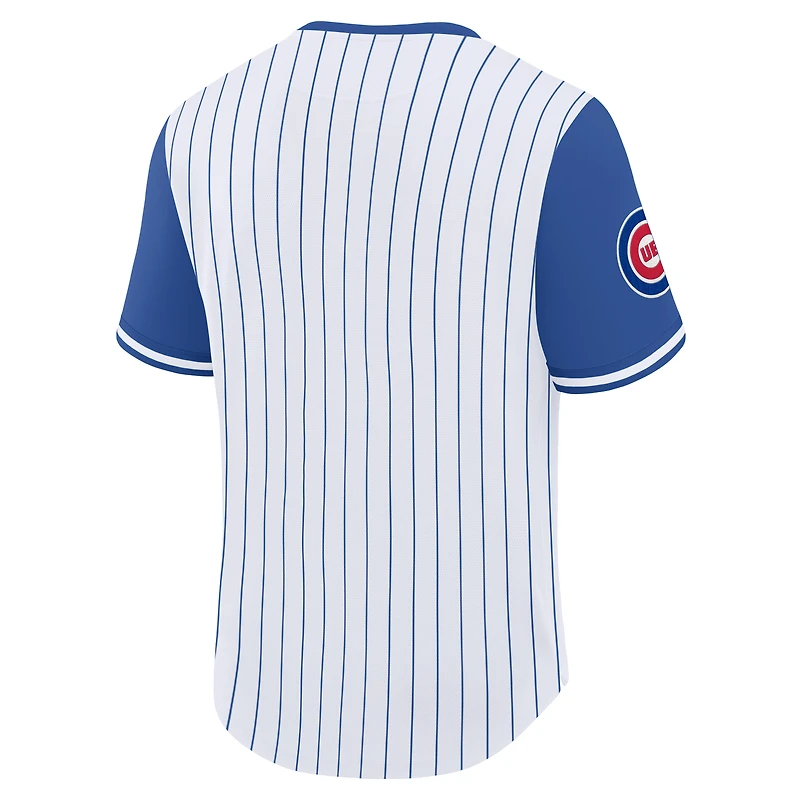 Men's Fanatics White/Royal Chicago Cubs Pinstripe Walk Off Shirt