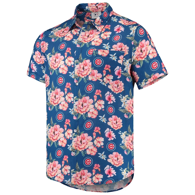 Chemise boutonnée en lin FOCO Royal Chicago Cubs pour homme