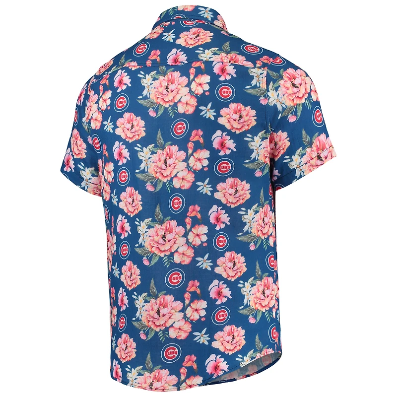 Chemise boutonnée en lin FOCO Royal Chicago Cubs pour homme