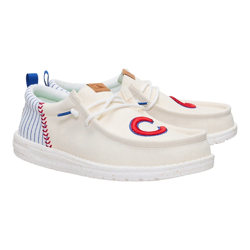 Men's Hey Dude White Chicago Cubs Wally Casual Slip On Shoes