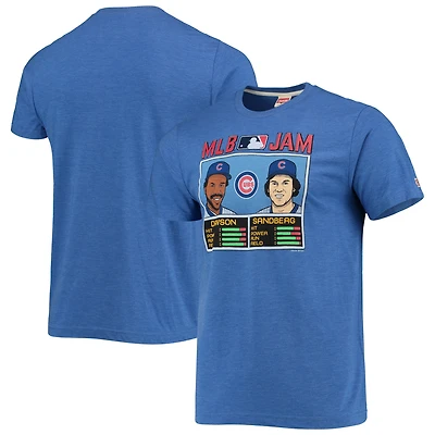 T-shirt à trois mélanges hommage Andre Dawson et Ryne Sandberg Royal Chicago Cubs MLB Jam pour hommes