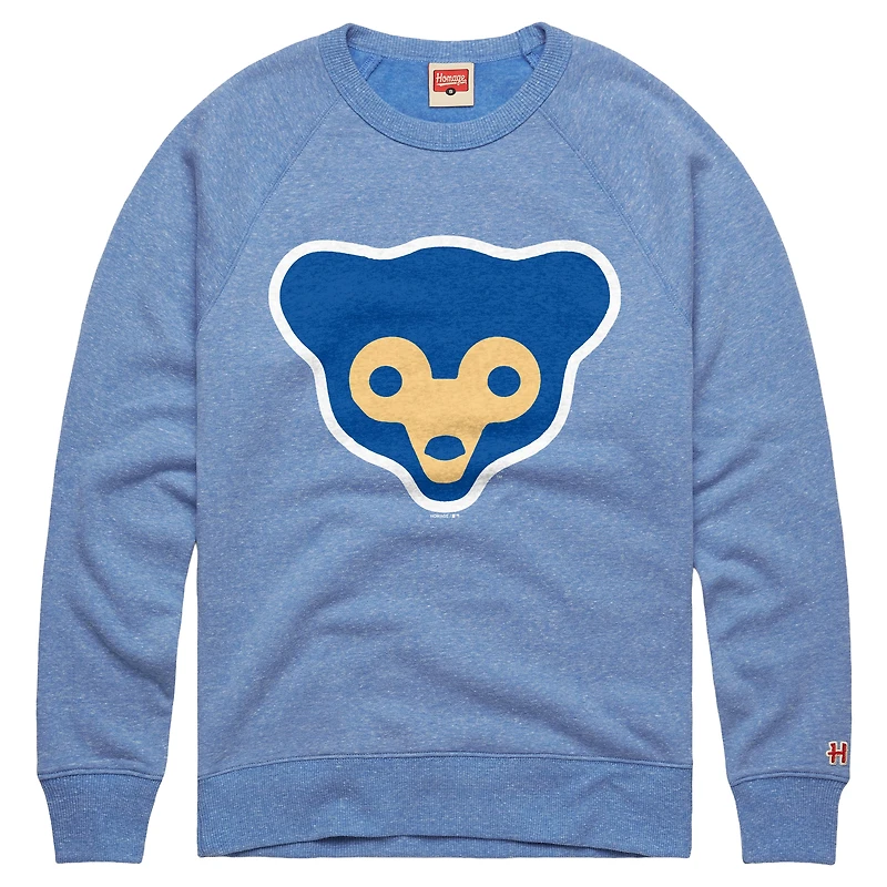 Men's Homage  Light Blue Chicago Cubs Cooperstown Collection Raglan Tri-Blend Sweatshirt