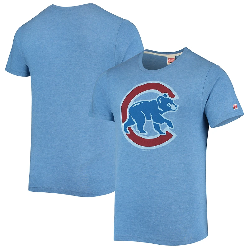 T-shirt à trois mélanges avec logo dessiné la main Homage Royal Chicago Cubs pour homme