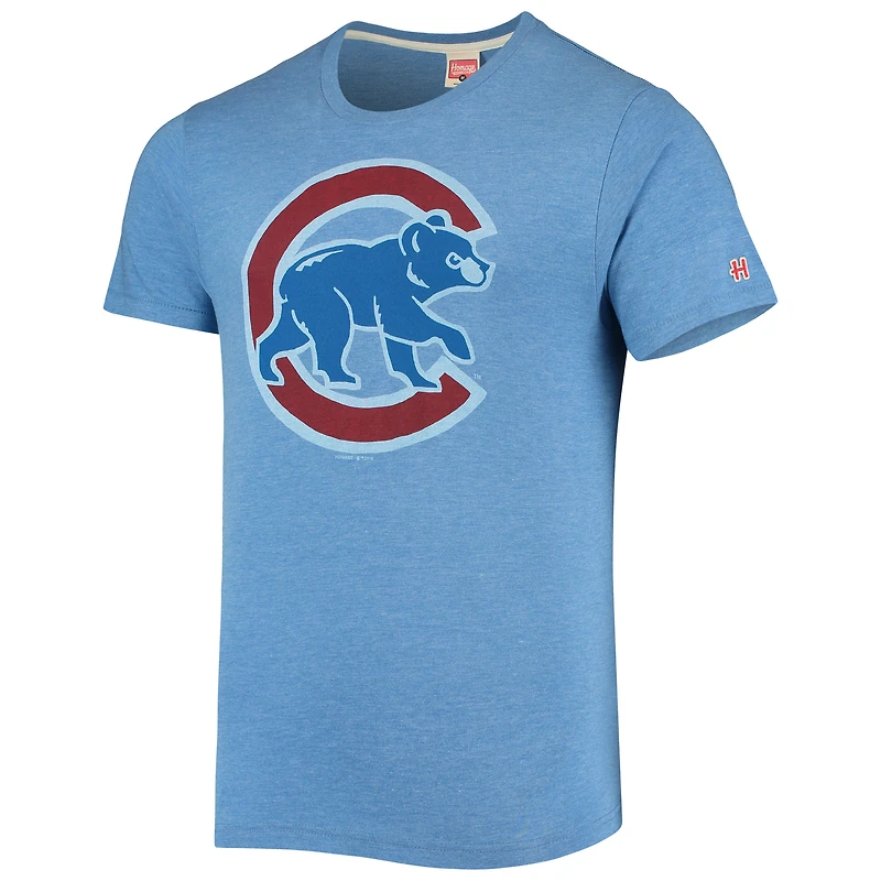 T-shirt à trois mélanges avec logo dessiné la main Homage Royal Chicago Cubs pour homme