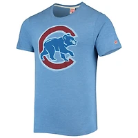 T-shirt à trois mélanges avec logo dessiné la main Homage Royal Chicago Cubs pour homme