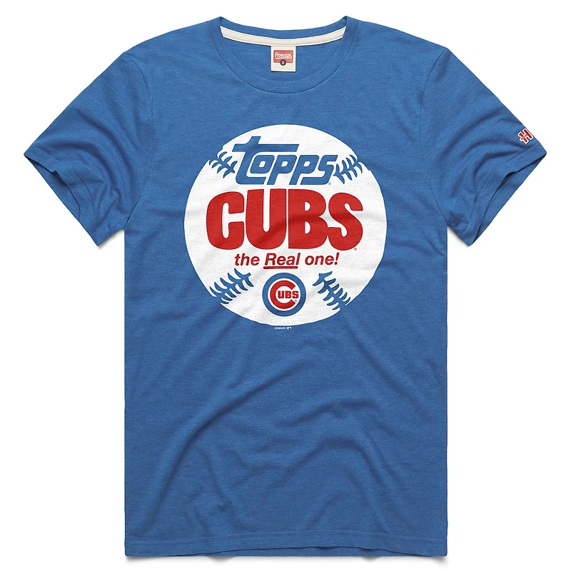 Men's Homage Royal Chicago Cubs MLB x Topps Baseball The Real One Tri-Blend T-Shirt