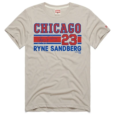Men's Homage Ryne Sandberg Stone Chicago Cubs Signature Name & Number Tri-Blend T-Shirt