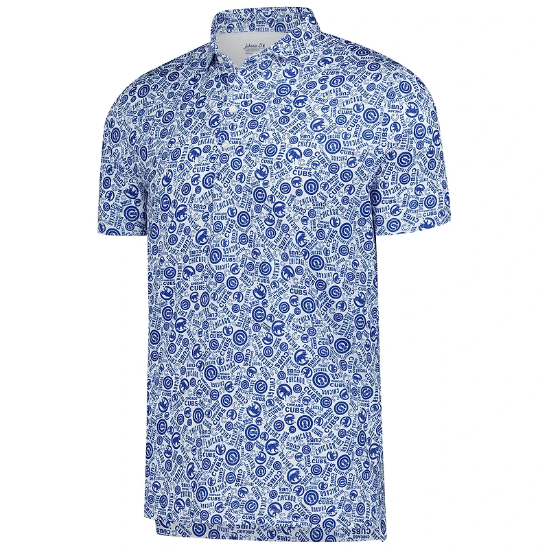 Men's  johnnie-O White Chicago Cubs All Over Print Performance Polo