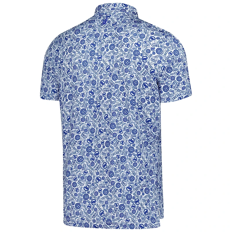 Polo Performance Johnnie-O blanc à imprimé intégral des Chicago Cubs pour homme
