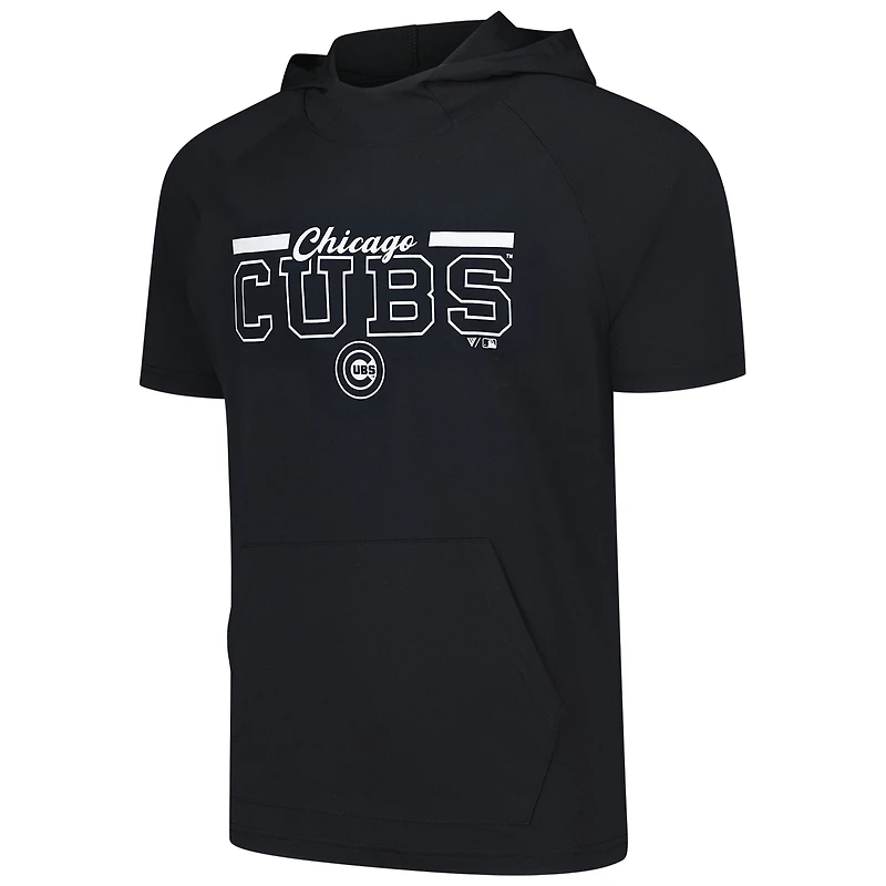 Men's Levelwear Black Chicago Cubs Phase Vanguard Hoodie T-Shirt