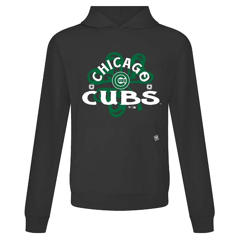Men's Levelwear Black Chicago Cubs St. Patrick's Day Relay Shamrock Pullover Hoodie