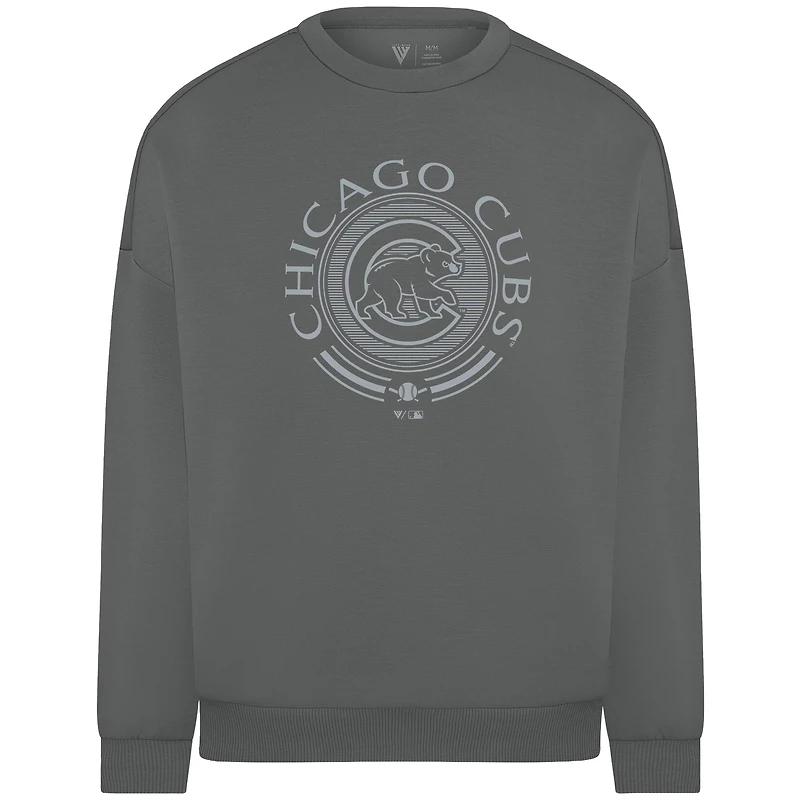 Men's Levelwear Gray Chicago Cubs Luxe Signature Grain Pullover Sweatshirt
