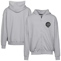Sweat à capuche zippé surdimensionné motif camouflage numérique Uphill pour homme, gris
