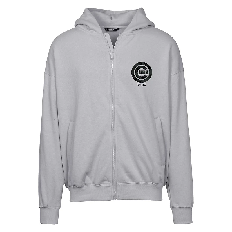 Sweat à capuche zippé surdimensionné motif camouflage numérique Uphill pour homme, gris