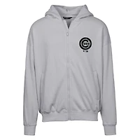 Sweat à capuche zippé surdimensionné motif camouflage numérique Uphill pour homme, gris
