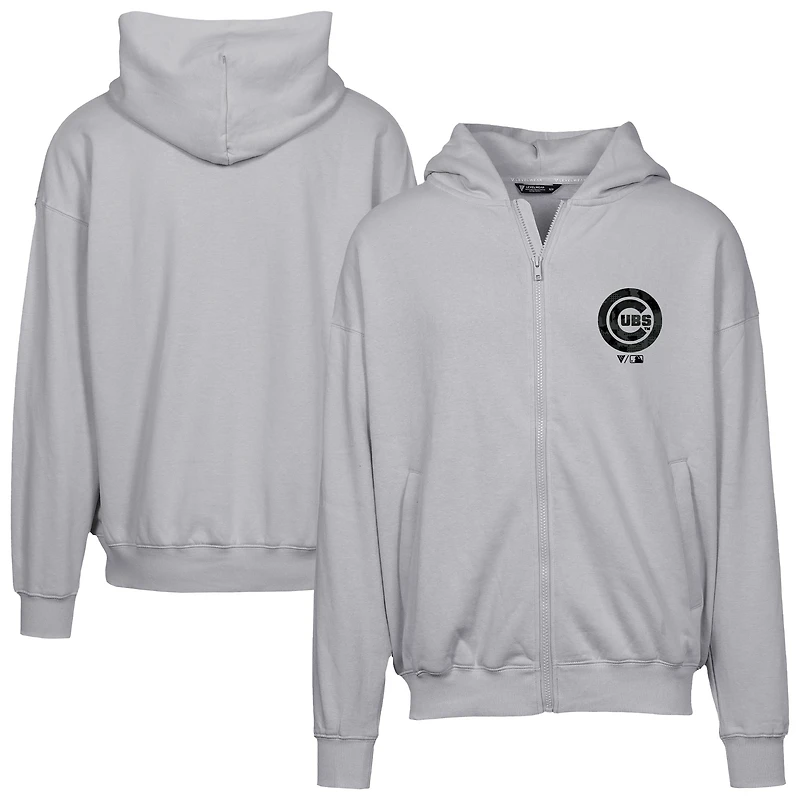 Sweat à capuche zippé surdimensionné motif camouflage numérique Uphill pour homme, gris
