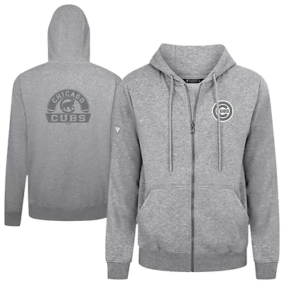 Men's Levelwear Gray Chicago Cubs Podium Banner Arch Full-Zip Hoodie