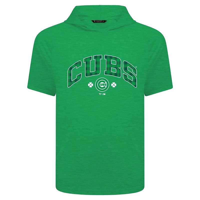 Sweat à capuche manches courtes et carreaux pour homme avec motif de phase la Saint-Patrick des Chicago Cubs Levelwear