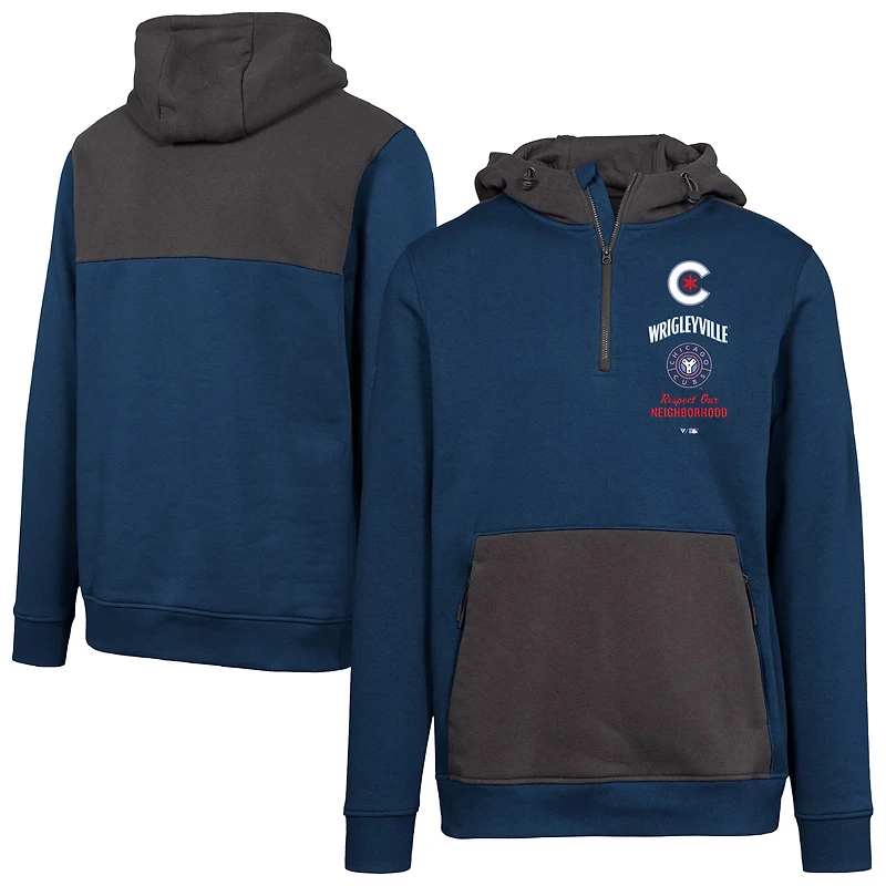 Sweat à capuche zippé quart de tour Chicago Cubs City Connect Chicane Baseline pour homme Levelwear, bleu marine