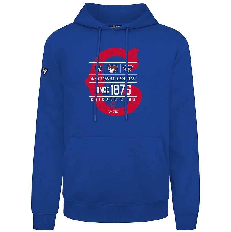 Sweat à capuche manches longues Levelwear Royal Chicago Cubs Cooperstown Collection pour homme, effet vieilli Podium Acumen