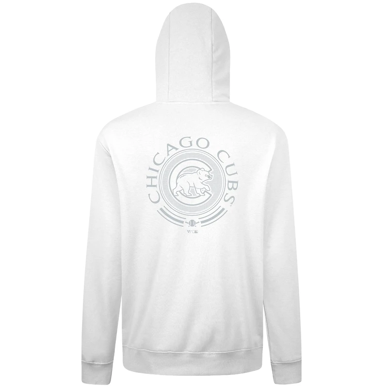 Men's Levelwear White Chicago Cubs Podium Grain Pullover Hoodie