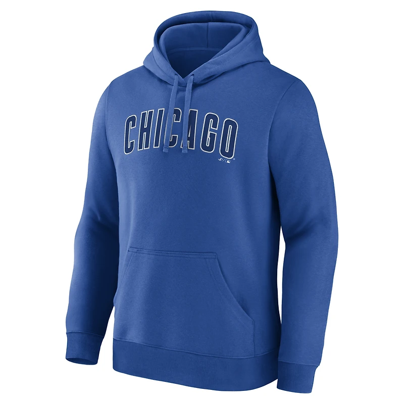 Sweat à capuche pour homme avec logo Chicago Cubs bleu roi, style athlétique