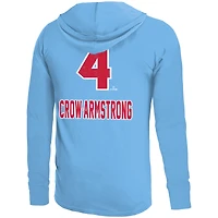 Sweat à capuche léger bleu clair Pete Crow-Armstrong pour homme Majestic Threads avec nom et numéro des Chicago Cubs