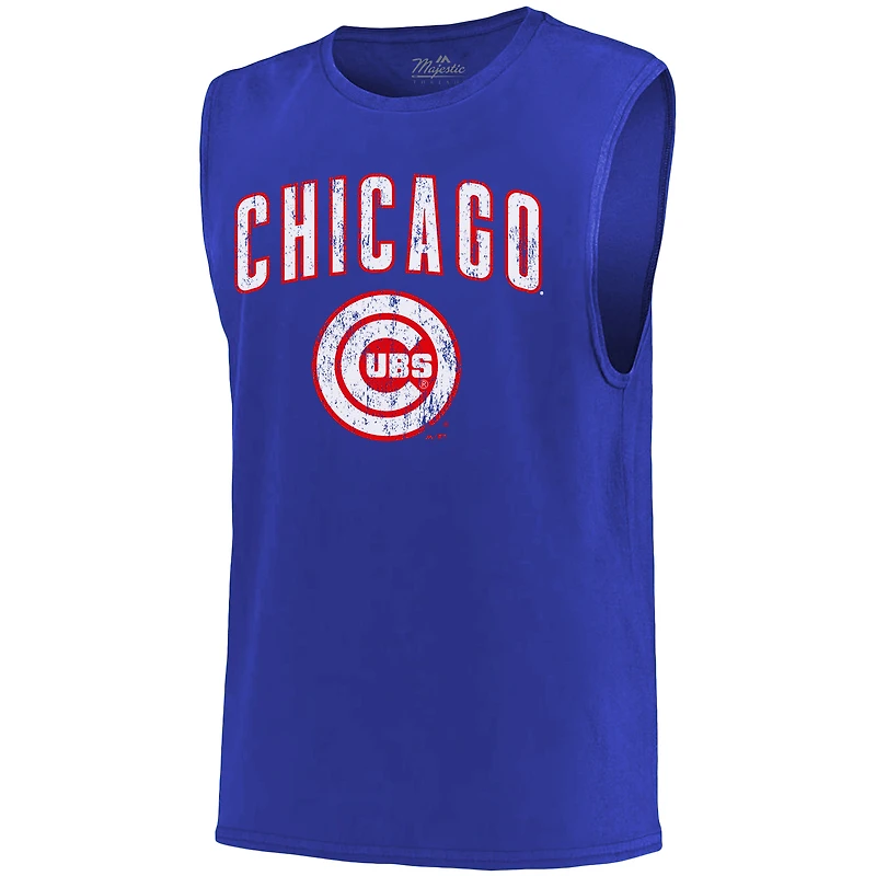 Débardeur musculaire doux Majestic Threads Royal Chicago Cubs pour hommes