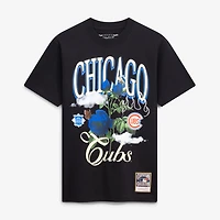 Men's Mitchell & Ness  Black Chicago Cubs Cooperstown Floral T-Shirt