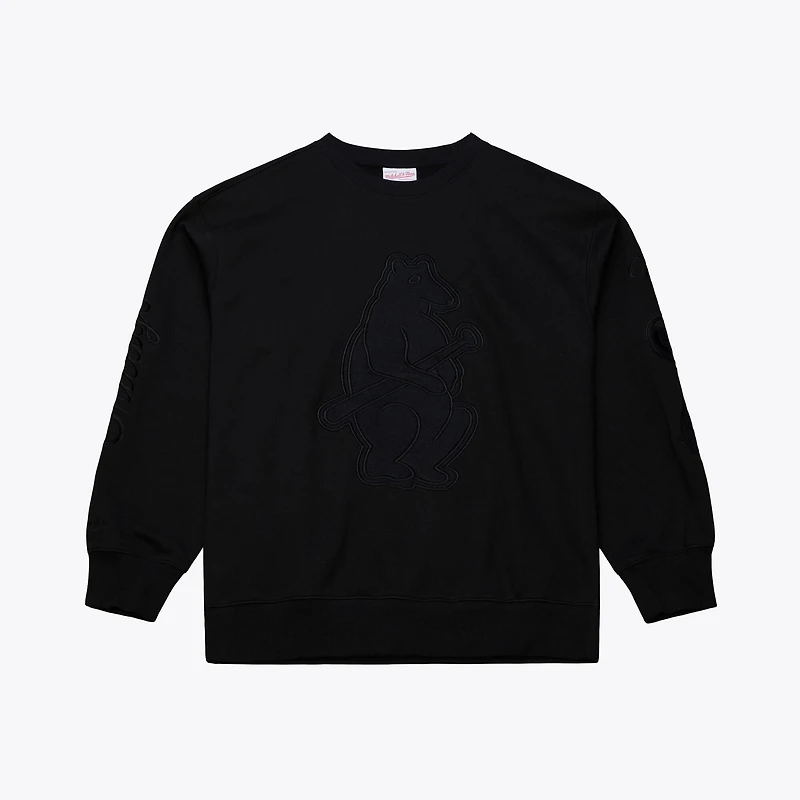 Sweat-shirt à col rond en polaire Phantom noir des Chicago Cubs de Mitchell & Ness pour homme