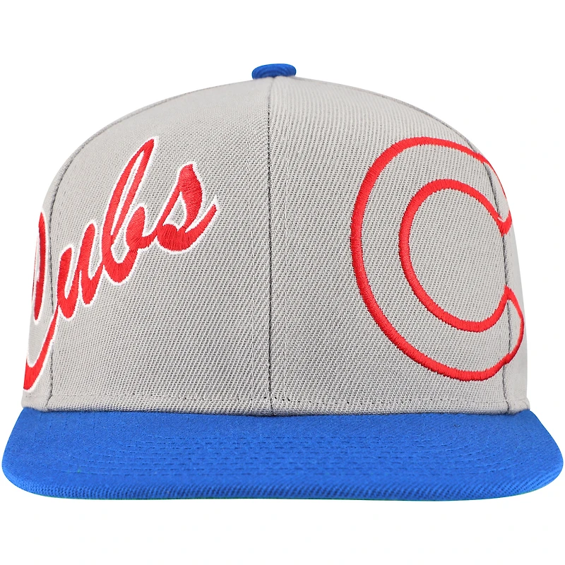 Men's Mitchell & Ness Gray Chicago Cubs Knock Out Panel Snapback Hat