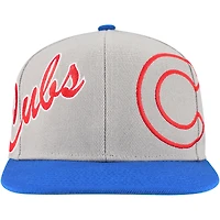 Men's Mitchell & Ness Gray Chicago Cubs Knock Out Panel Snapback Hat
