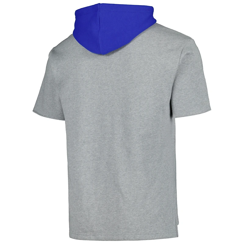 Men's Mitchell & Ness Heather Gray Chicago Cubs Postgame Short Sleeve Pullover Hoodie