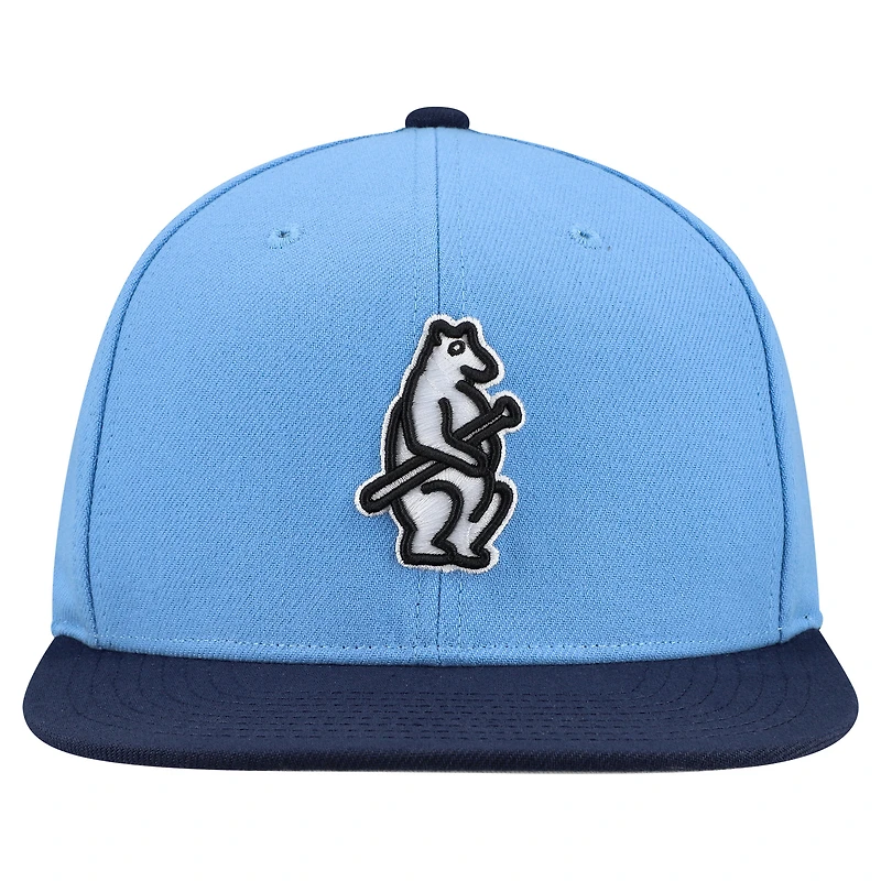 Casquette snapback basique Mitchell & Ness bleu clair pour homme, collection Cooperstown, Chicago Cubs