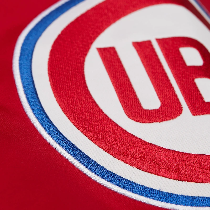 Veste Mitchell & Ness Royal/Red Chicago Cubs Cooperstown Collection Team Origins en satin à boutons-pression pour homme