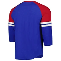 Men's Mitchell & Ness Royal Chicago Cubs Cooperstown Collection Legendary Raglan Slub Henley Three-Quarter Sleeve T-Shirt