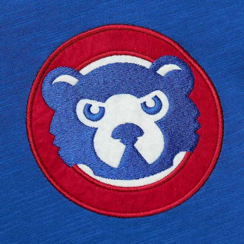 Men's Mitchell & Ness Royal Chicago Cubs Cooperstown Collection Legendary Raglan Slub Henley Three-Quarter Sleeve T-Shirt