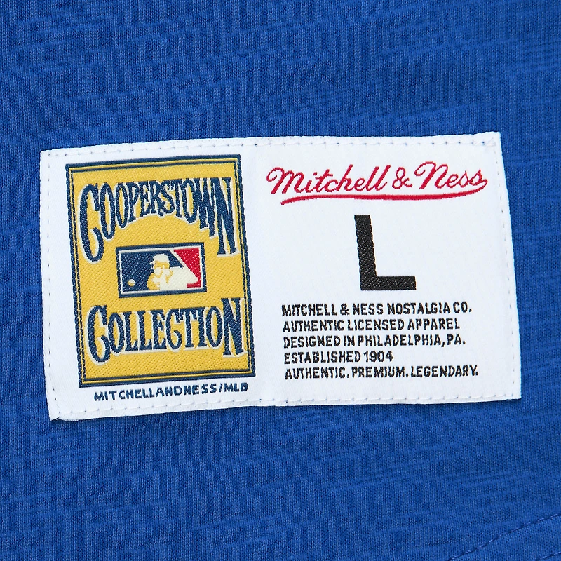 Men's Mitchell & Ness Royal Chicago Cubs Cooperstown Collection Legendary Raglan Slub Henley Three-Quarter Sleeve T-Shirt
