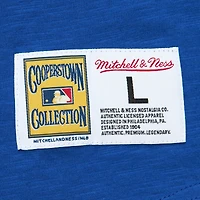 Men's Mitchell & Ness Royal Chicago Cubs Cooperstown Collection Legendary Raglan Slub Henley Three-Quarter Sleeve T-Shirt