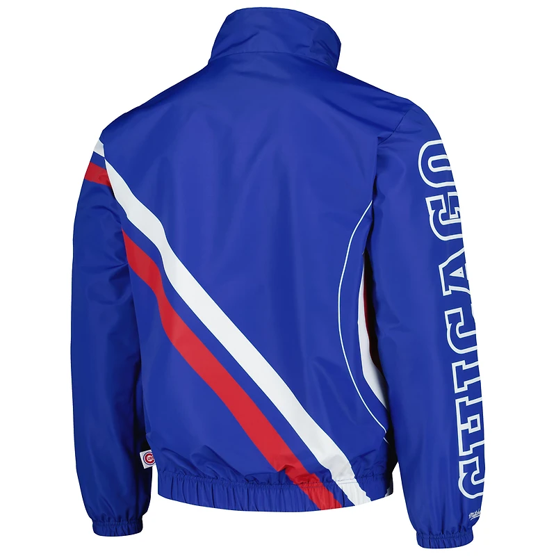 Men's Mitchell & Ness Royal Chicago Cubs Exploded Logo Warm Up Full-Zip Jacket
