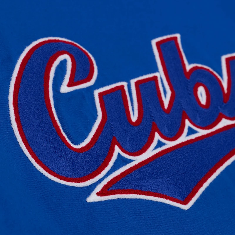 Men's Mitchell & Ness  Royal Chicago Cubs Wild Pitch Ringer T-Shirt