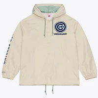 Veste de coach à capuche Mitchell & Ness Ryne Sandberg crème Chicago Cubs, fermeture boutons-pression, motif Yacht Rock, nom et numéro