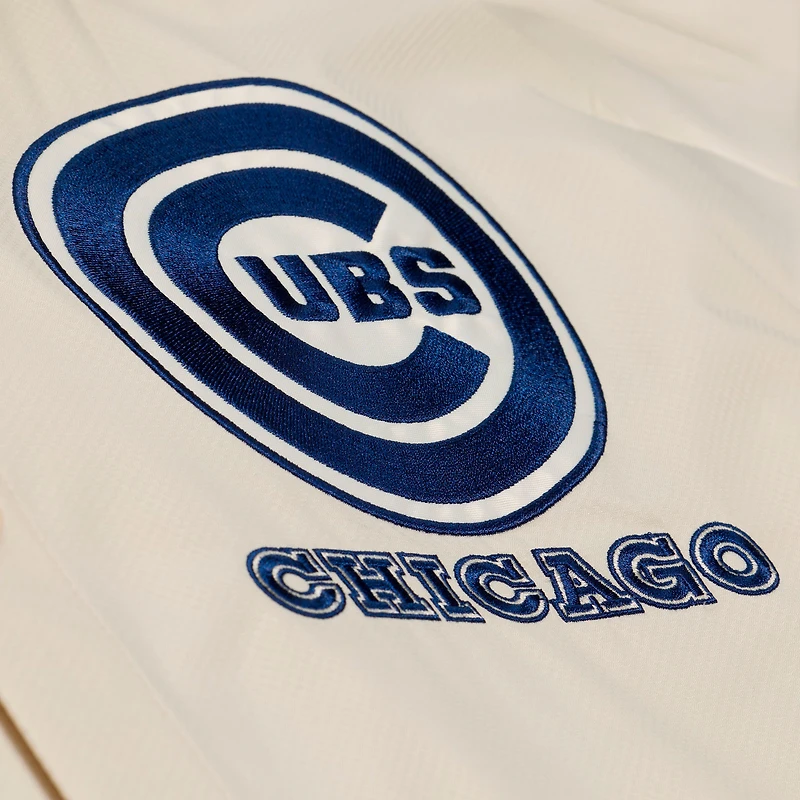 Veste de coach à capuche Mitchell & Ness Ryne Sandberg crème Chicago Cubs, fermeture boutons-pression, motif Yacht Rock, nom et numéro