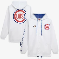 Men's Mitchell & Ness  White Chicago Cubs Big Tall Full-Snap Hooded Jacket
