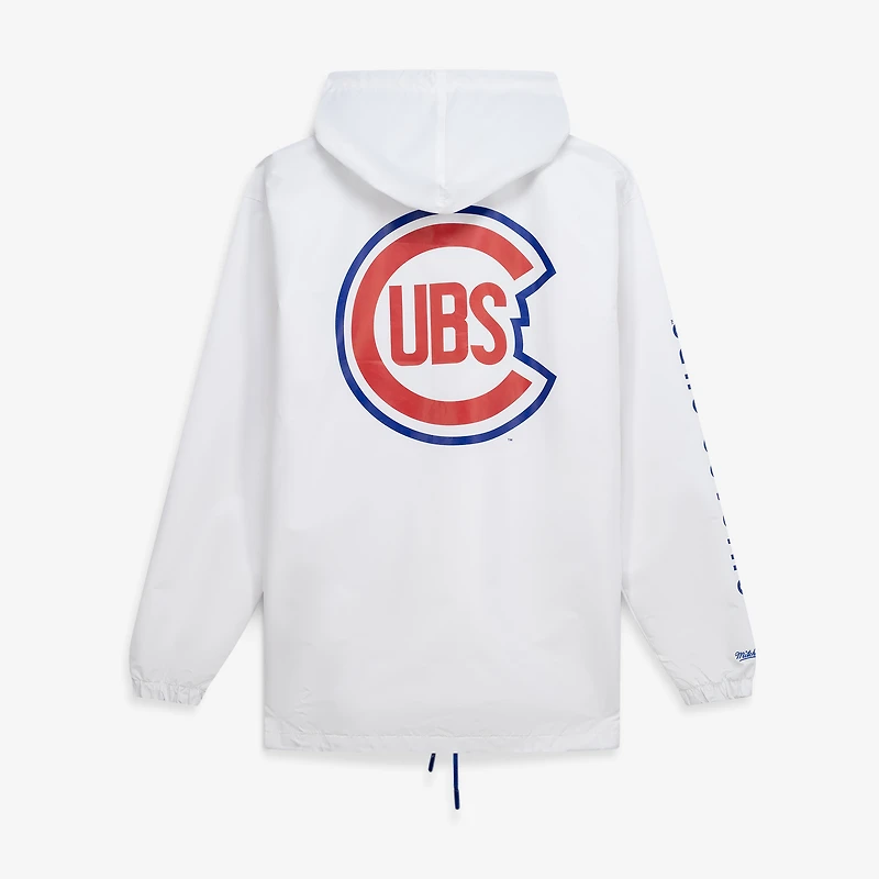 Veste à capuche Mitchell & Ness blanche pour homme, Chicago Cubs, grandes tailles, boutons-pression.