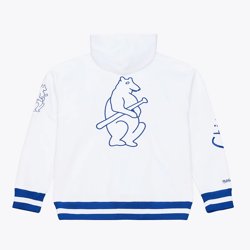 Sweat à capuche en polaire Mitchell & Ness blanc Chicago Cubs Collection Cooperstown pour homme
